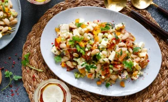 Салат с фасолью и плавленым сыром