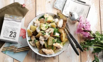 Мужской салат с треской
